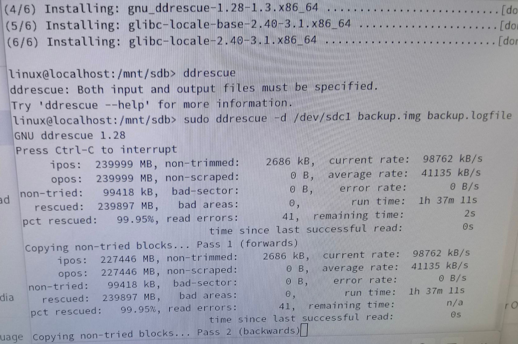ddrescue成功读取